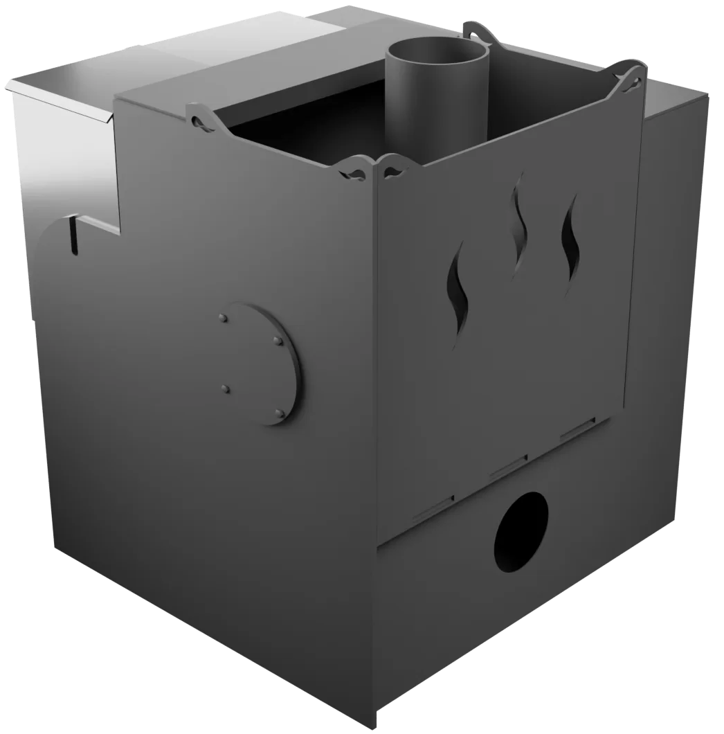 Печь Горыныч Мини, каменка с левой стороны, малое стекло, система воздушного отопления с порталом фото в Уфе