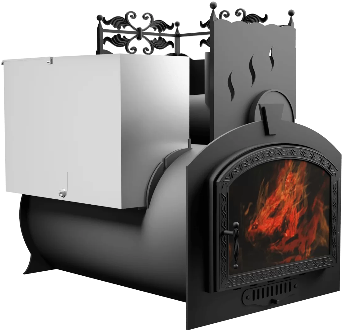 Печь Горыныч 3, каменка с правой стороны, большая дверь со стеклом фото в Уфе