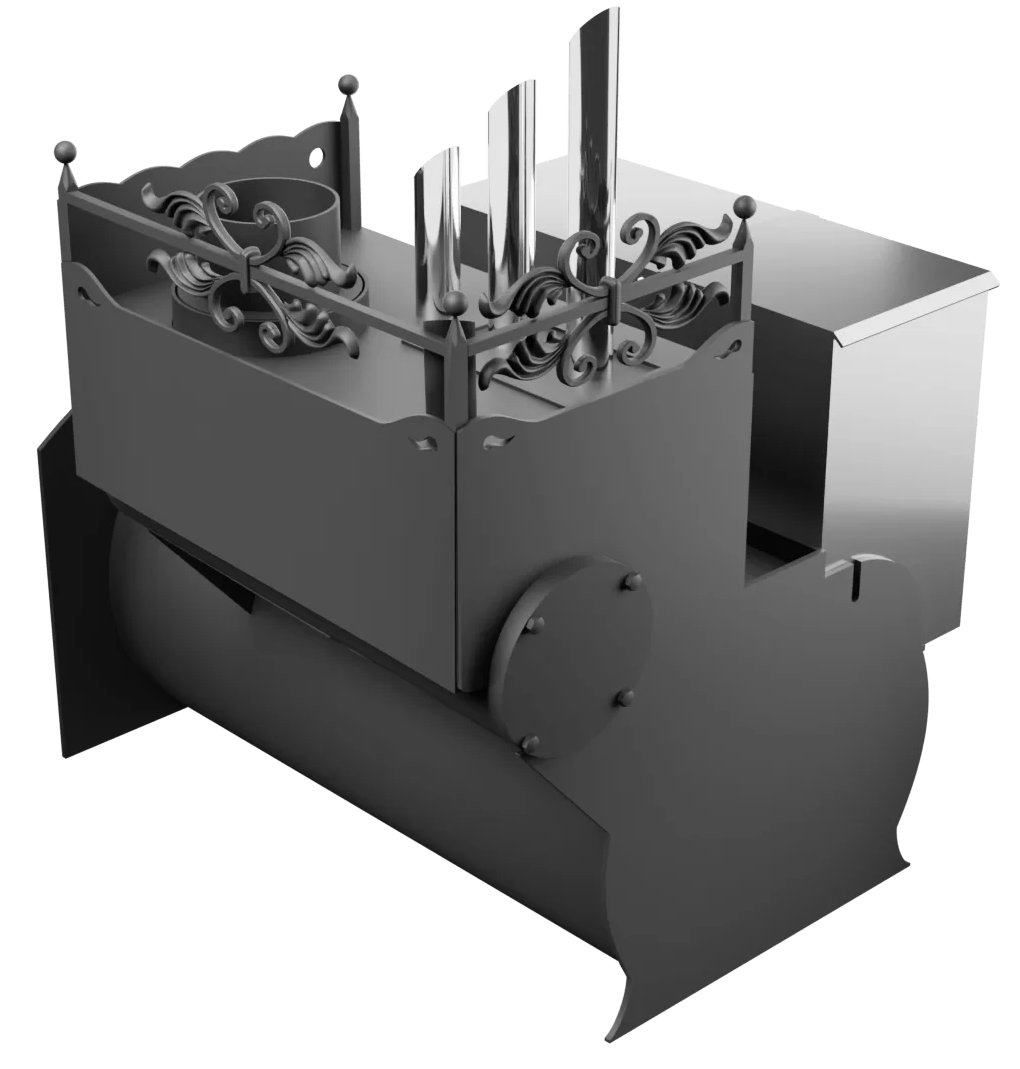 Печь Горыныч 3, каменка закрытая с парогенератором с правой стороны, большая дверь со стеклом фото в Уфе