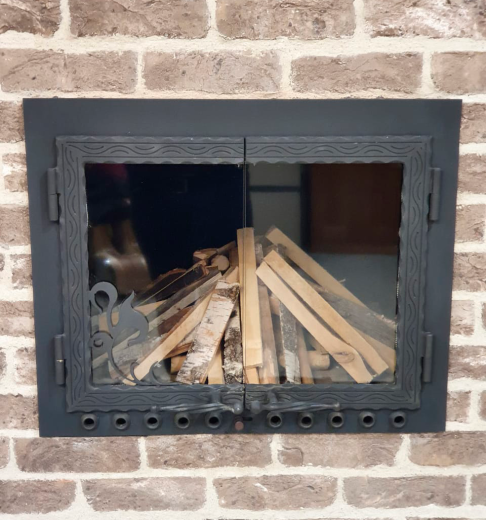 Каминная дверь 600×600 мм с обдувом фото в Уфе