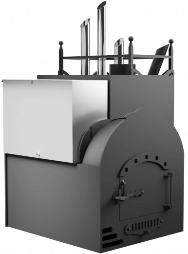 Печь Горыныч Мини, каменка закрытая с парогенератором с правой стороны, система воздушного отопления фото в Уфе