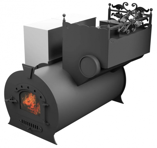 Печь Горыныч 3, каменка закрытая с правой стороны, малая дверь со стеклом фото в Уфе
