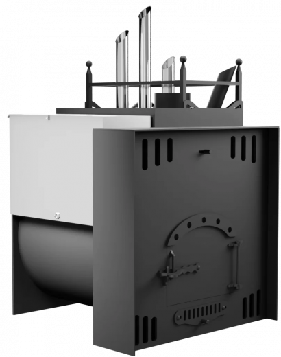 Печь Горыныч Мини, каменка закрытая с парогенератором с правой стороны, естественная система воздушного отопления фото в Уфе