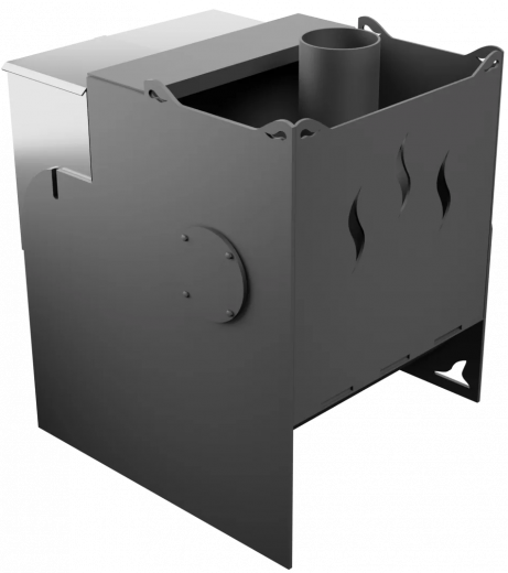 Печь Горыныч Мини, каменка с левой стороны, средняя дверь со стеклом фото в Уфе